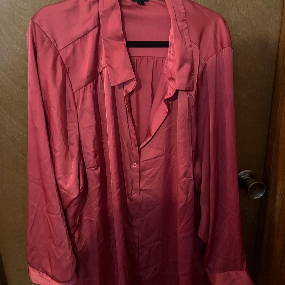 torrid Rose Pink Satin Button-Down Blouse